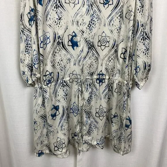 Melissa McCarthy Seven7 White&Blue Floral Tunic Blouse Sz.2X - Picture 7 of 14